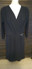 Michael Kors Ruched Sheath Dress Womens XS Black 3/4 Sleeve Stretch