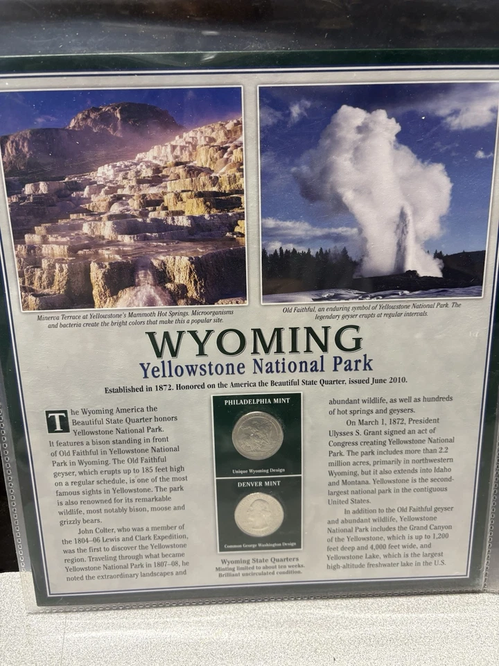 3-US NATIONAL PARKS YELLOWSTONE & WYOMING STATE QUARTERS UNCIRCULATED BRILL - Image 4 of 4