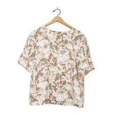 14th & Union Abstract Watercolor Print Short Sleeve Blouse Medium M