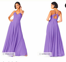 Azazie Avelina Purple Chiffon A-Line V-Neck Sleeveless Dress Size A2