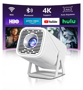 Mini Projecteur avec WiFi et Bluetooth, 4k Prise en charge complète Hd 1080P Portable dehors...