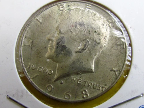 1968 D Kennedy Half Dollar, 40% Silver, Cieculated AU  #wd11