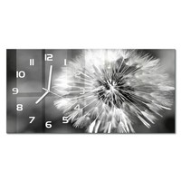 Glasuhr Moderne Glas-Wanduhr Im Querformat LöWenzahn WeißE Zeiger 60X30 Cm