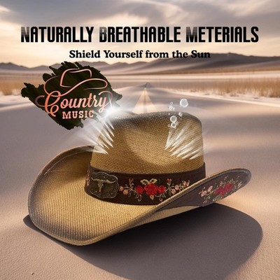 Western Straw Cowboy Hats for Men and Women, Embroidered  display picture 1