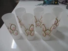 Vintage MCM Frosted Tom Collins Glasses Pink & Gold (6) Federal Glass