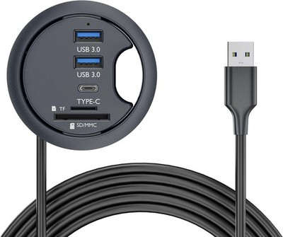 USB 3.0 Hub SD TF USB-C 2 Port USB 60 mm Schreibtisch Tülle Splitter