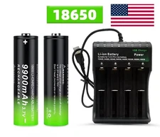 9900mAh 3.7V Rechargeable Li-ion Button Batteries  / 4-Slot USB Charger  lot