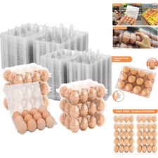 100 Pk Clear Plastic Egg Cartons 12 Count 3x4 Grid Bulk for Farm Market Storage
