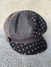 Accessorize Patchwork Cap Hat Baker Boy Browns Green One Size 60s Style 8 Panel