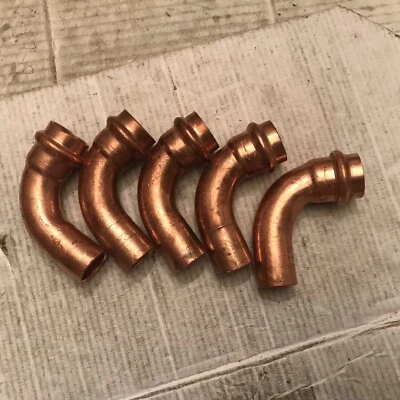 Lot Of 5. 3/4" Copper 90° Elbow Press Long Turn Street NIBCO Viega Streamline
