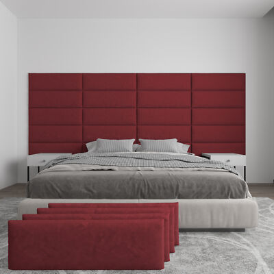 Wall Panel Pros 4 pack of 12x36'' Upholstered Wall Panels in Velour