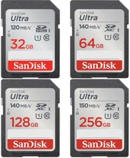 San-Disk Ultra SD Memory Card 32GB 64GB 128GB 256GB SDHC Class 10 For Cameras