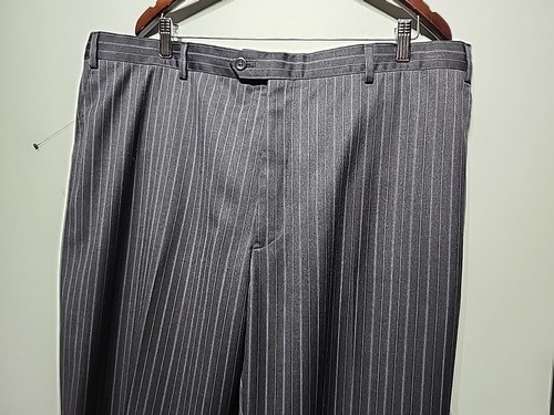 Armani Collezioni Men's Charcoal Striped Wool Dress Pants Flat Front Size IT 48 - Picture 2 of 11
