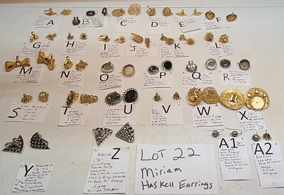 Vtg Miriam Haskell Earrings clip on screwback pierced Many signed Design LOT #22
