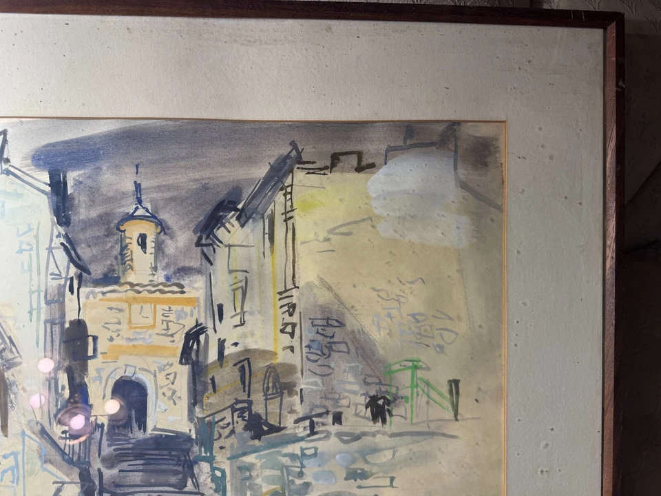 Roger Bertin (1915 - 2003) "Barcelona Street Scene" Watercolor Painting -Framed - Image 3 of 4