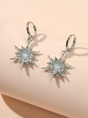 Rhinestone Star Pendant Huggie Earrings Dainty Celestial Hoop for a Stylish Look - Picture 10 of 14