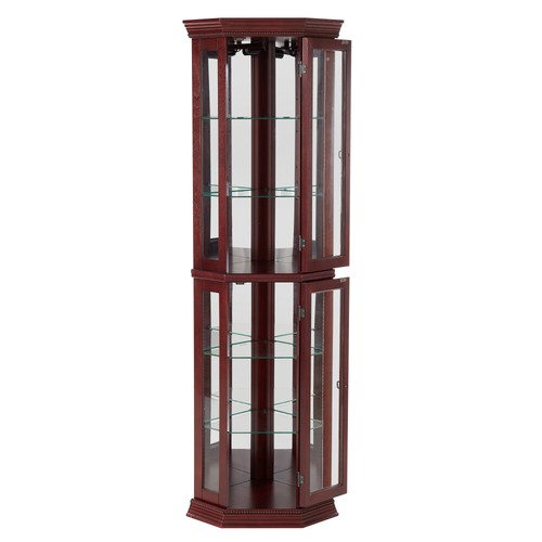 Corner Curio Cabinet Floor Standing Display Cabinet with Tempered Glass Shelves - Picture 7 of 17