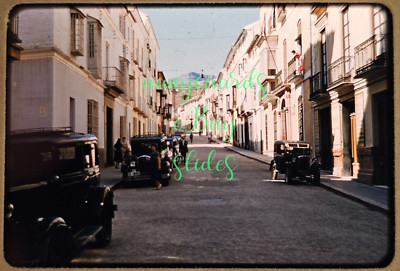 1956 SEVILLE SPAIN ANTIQUE CARS COBBLESTONE STREET HOUSES ARCHITECTURE ORIGINAL