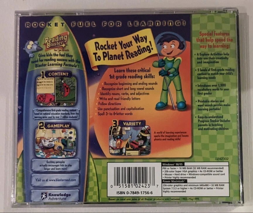 Reading Blaster For Kindergarten PC CD-ROM Windows Mac Knowledge Adventure - Image 2 of 3