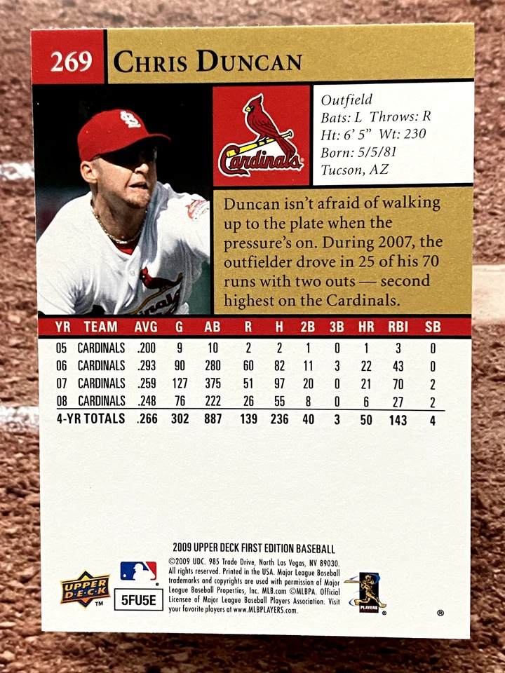 2009 Upper Deck First Edition Chris Duncan #269 - Image 2 of 2