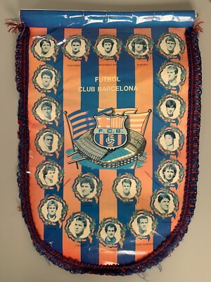 Grand Fanion Vintage FC Barcelone - Football - Banderin Collector