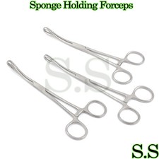 3 Sponge Holding Forceps Curved 7" Surgical Instruments