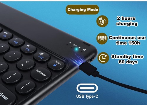 Wireless Bluetooth keyboard Compact Rechargeable Keyboard iOS iPad Android PC - Picture 2 of 6