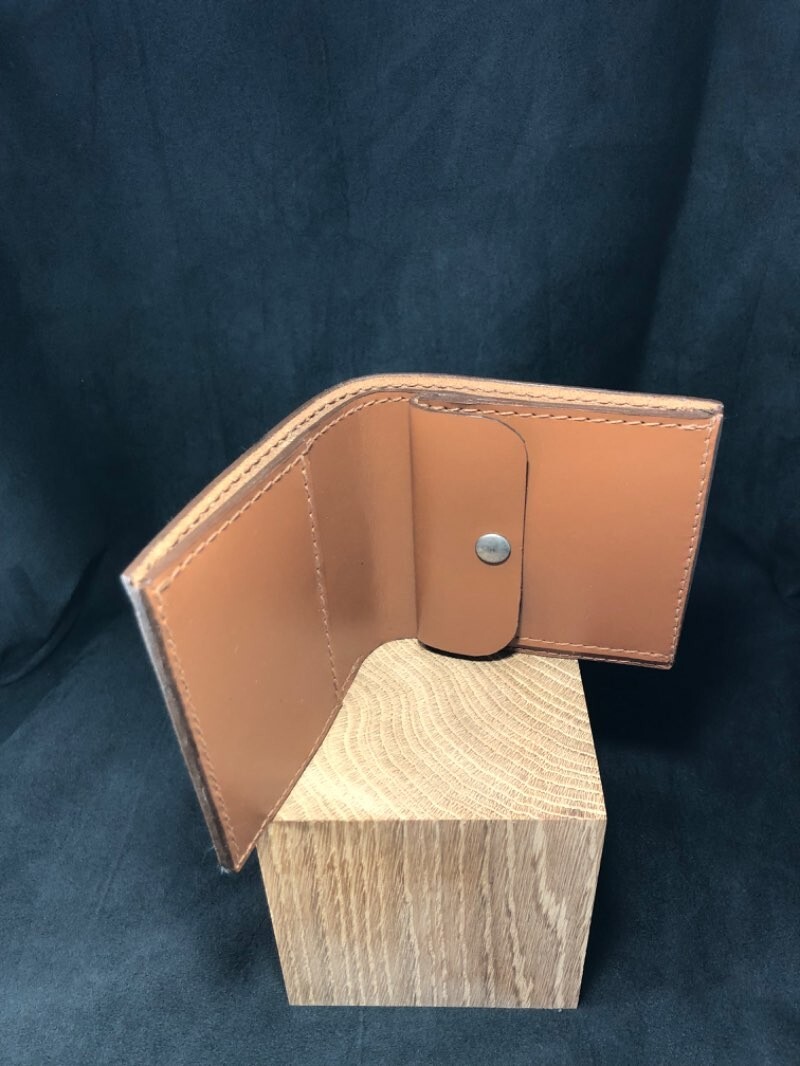 Portefeuille en cuir de vachette caramel clair, petit portefeuille homme en cuir véritable