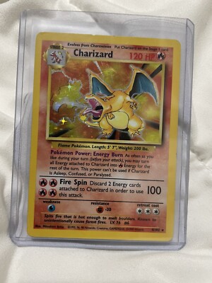 Vintage Pokemon Holo Charizard Card (4/102) Original 1999 Base Set
