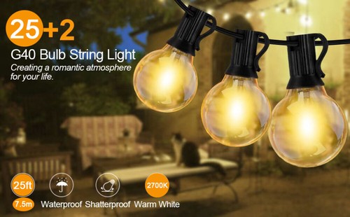 LED Lichterkette Außen G40 Glühbirnen Strom Garten Beleuchtung Balkon Zelt Deko, - Bild 3 von 18