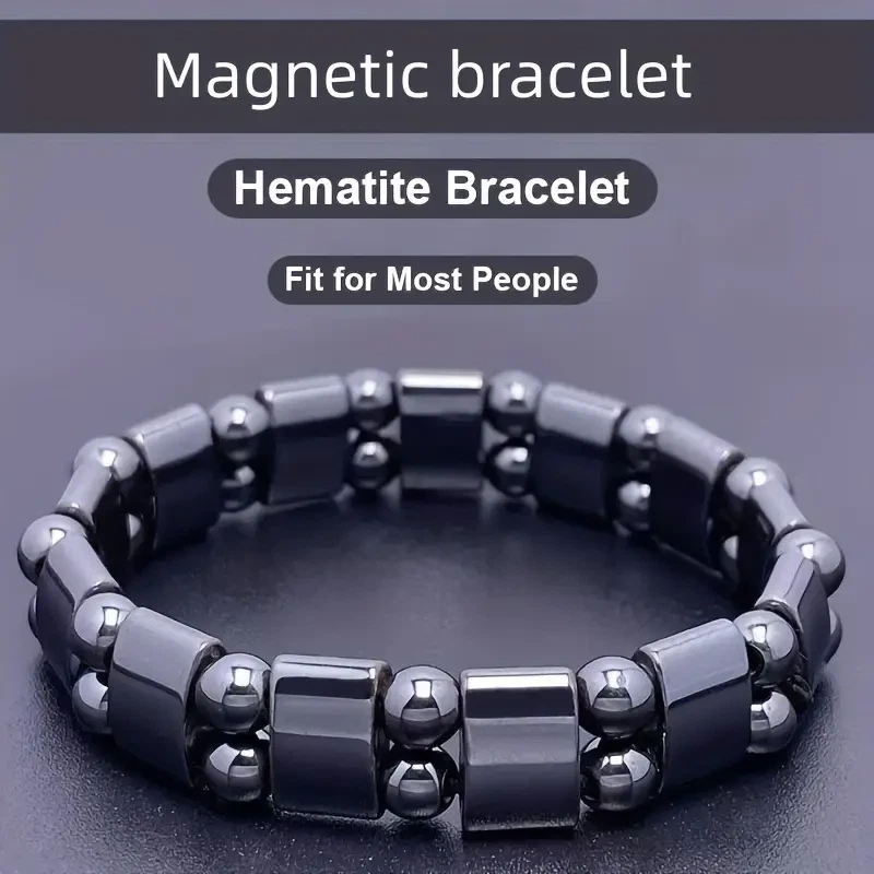 Holistic Magnetic Hematite Bracelet Adjustable Stylish Men Women Wellness Gift - Image 2 of 4