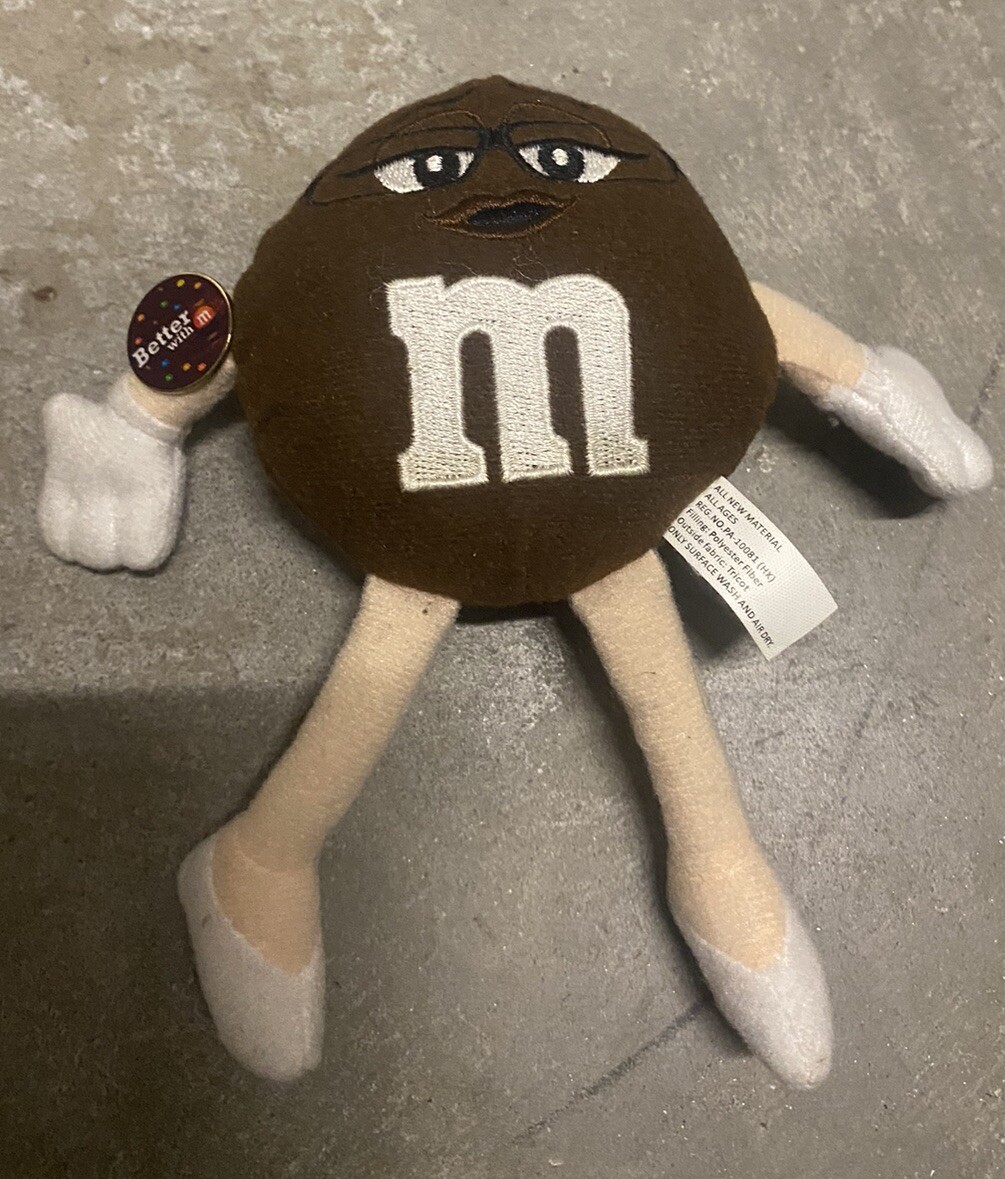 M&M様 Rare Brown M&M Stuffed Plush Glasses Girl 8” Toy Collector's Item