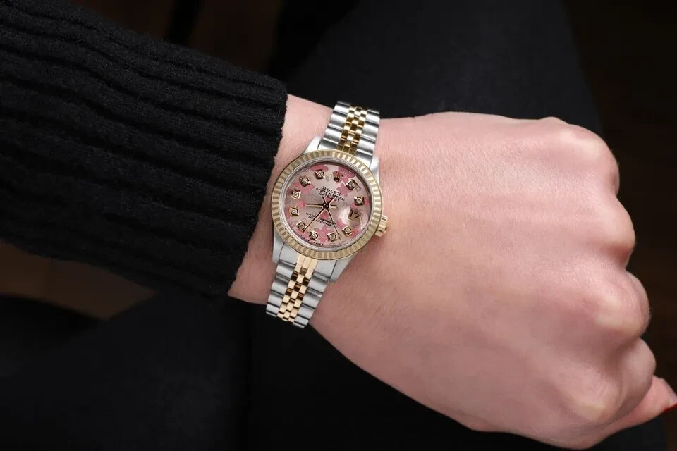 Rolex Datejust 26 mm Pink Flower Diamond Dial Two Tone