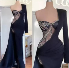 Long Designer Sleeves Evening Dresses One Shoulder Mermaid Floor Length Custom