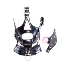 Unisex Leather Wrap Bondage Headgear Mask Hood Restraint Adult Couples Flirt