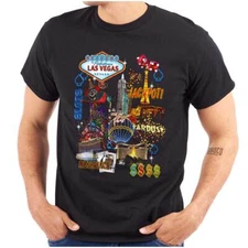 Las Vegas Strip Nevada Blackjack Jackpot Womens or Mens Crewneck T Shirt Tee