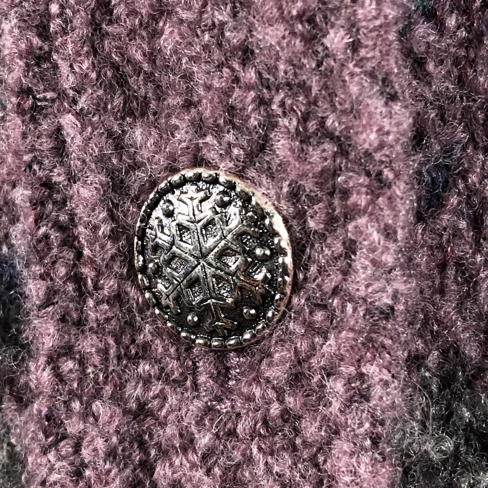 Suéter Harley of Scotland Para Mujer Talla S Púrpura Fair Isle Lana Merino Cárdigan Foto 4 de 4