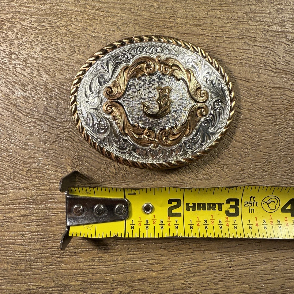 1970s J Men Women Montana Silversmiths Belt Buckle Vintage  - Image 2 of 3