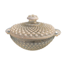 Vintage Fenton Hobnail Opalescent Covered Candy Dish 1940s 60s 104
