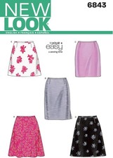 New Look Sewing Pattern 6843: Misses Skirts, Size A, Cotton,Wool, White, A (8-1