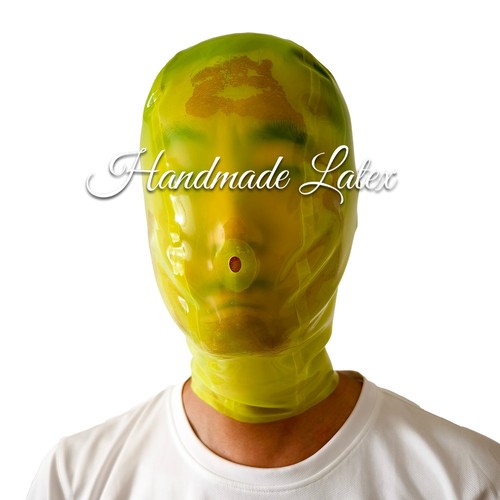 Latex Gummi Hood with Small Breathing Hole Rubber Suffocation Mask Back Zipper - Picture 2 of 10
