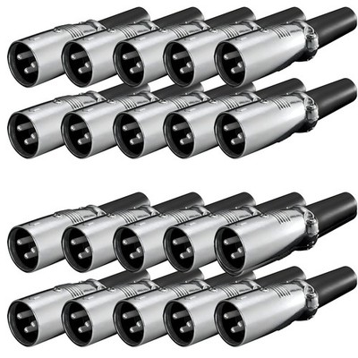 20x 3 Pin XLR Stecker Männlich Audio Mikrofon Kabel Verbinder Metallgehäuse Male