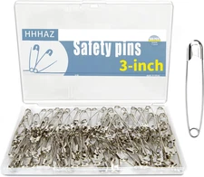 3Inch Extra Large Safety Pins - 100Pcs Heavy Duty Silver Nickel-Plated Steel - B