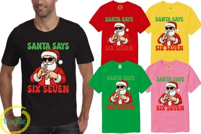 VAGILE Adults Kids Boys Girls Santa Says 67 T-Shirt Christmas Six Seven Xmas Tee Gift