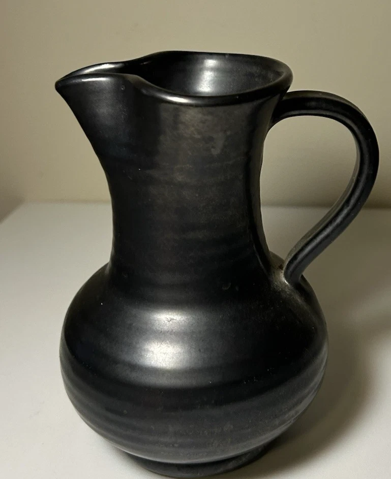 Vintage Prinknash Pottery Black Metallic Lustre Jug - 15cm Made in England - Image 1 of 4