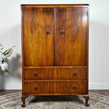 Vintage Alfred Cox Walnut Linen Press / Cabinet