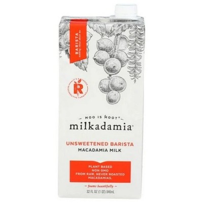 Unsweetened Barista Macadamia Milk 32 Oz (Case Of 6) By Milkadamia