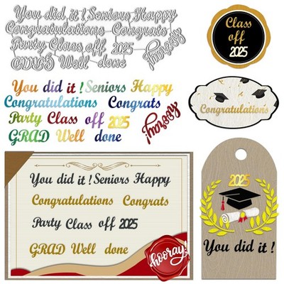 ALIBBON Graduation Words Die Cuts for Card Making, Congrats Grad 