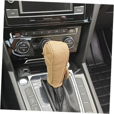 Gear Shift Knob Cover PU Leather Car Stick Shift Knob Cover, Beige