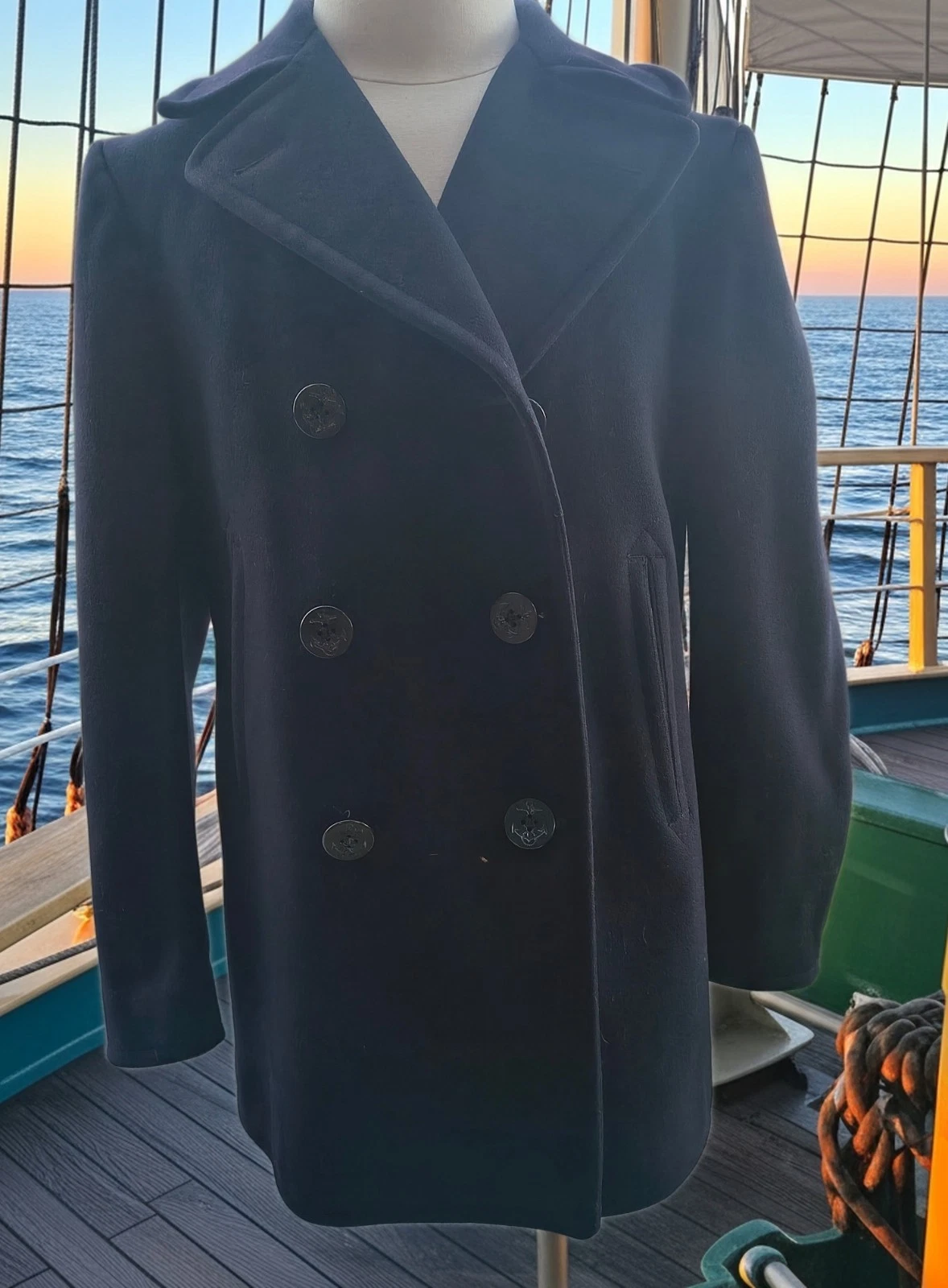 Peacoat Naval Clothing Depot Black Wool 42R, Superb Condition - product detail image 14